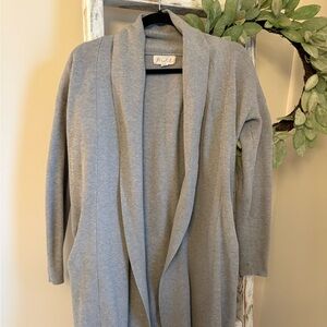 Marled Gray Open-Front Shawl Collar Cardigan